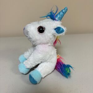 Unicorn Plush White Stuffed Animal Rainbow Hair Toy Baby Soft Lovey Cute